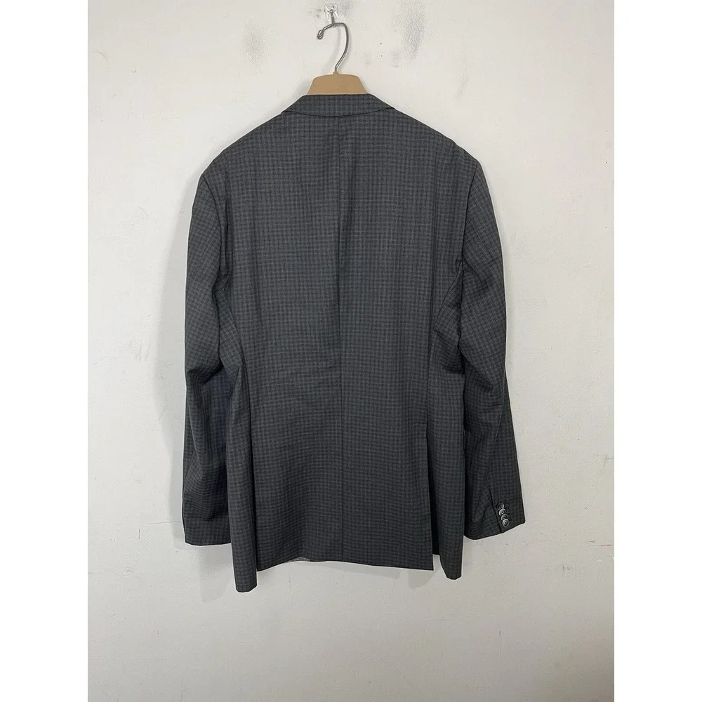 Hugo Boss Mens Blazer 44L Gray Plaid 100% Wool Sport Coat Evening Wedding Easter